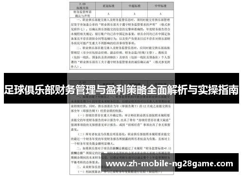 足球俱乐部财务管理与盈利策略全面解析与实操指南 足球俱乐部财务管理与盈利策略全面解析与实操指南